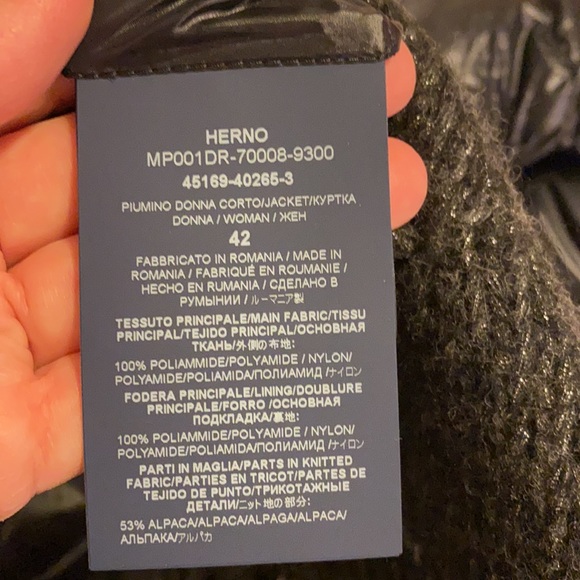 Herno Resort Black Puffer w Virgin Wool Front Panels Silver Stitch - IT 34 US 4 - Picture 9 of 10